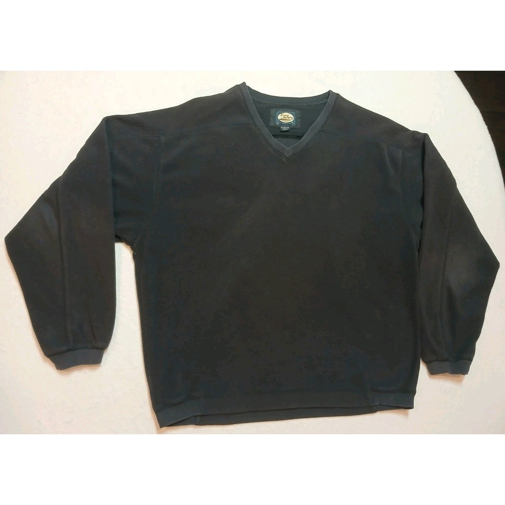 Vtg Tommy Bahama Men L Black Fleece V-Neck Pullover Sweatshirt Jumper Macau Y2K